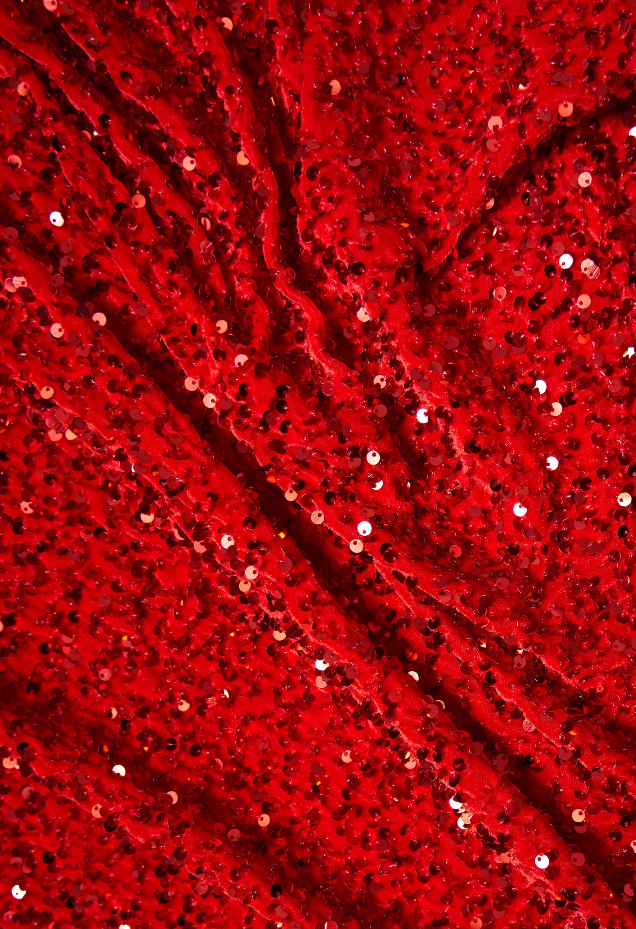 Red Velvet Fabric, Red Sequin Velvet by the Yard, Luxury Fashion Fabric, Stretch Shiny Fabric, Modern Shiny Fabric for Dresses