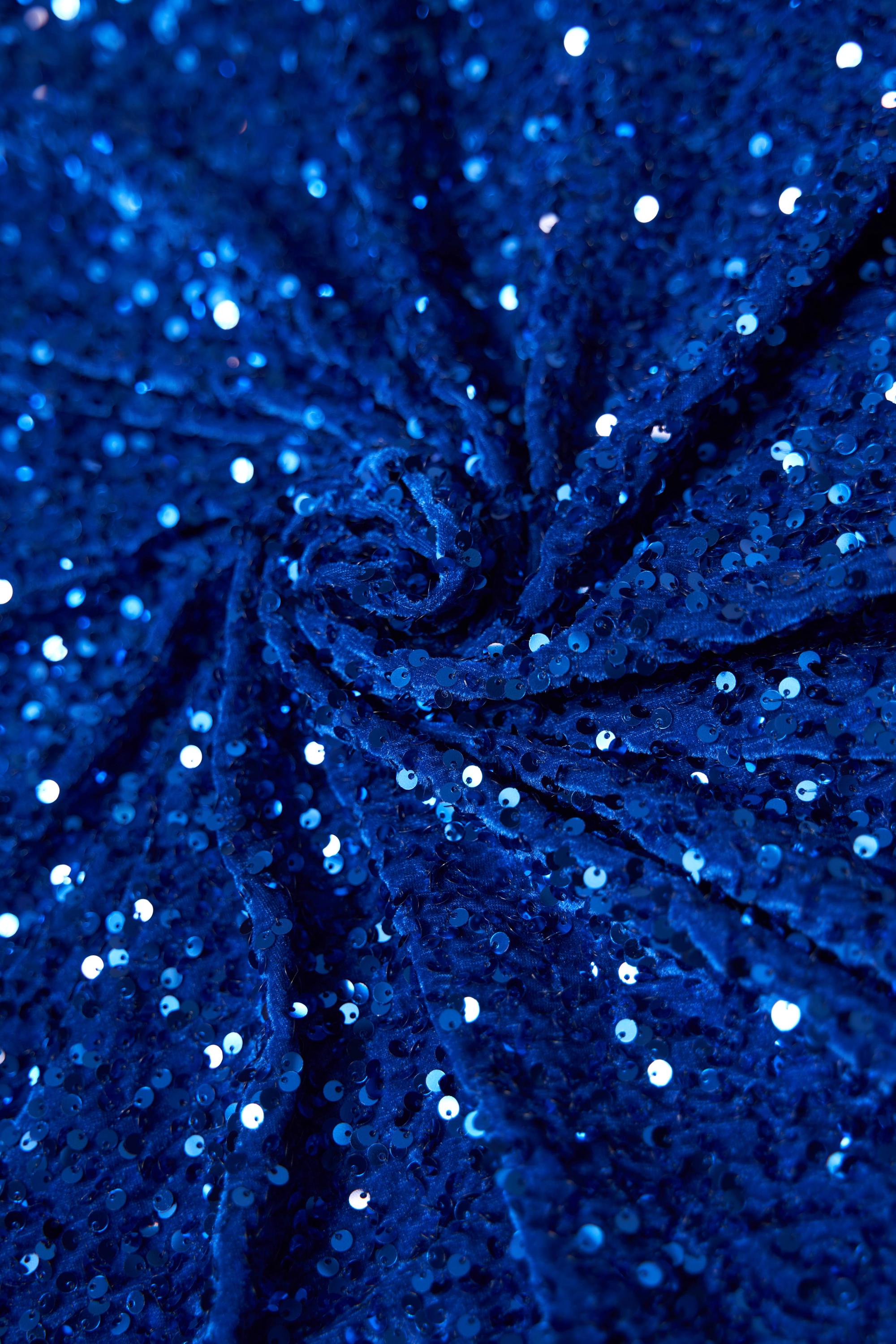 Royal Blue Sequin Velvet Fabric, Blue Iridescent Fabric by the Yard, Luxury Velvet Fabric, Modern Next Style Fabric