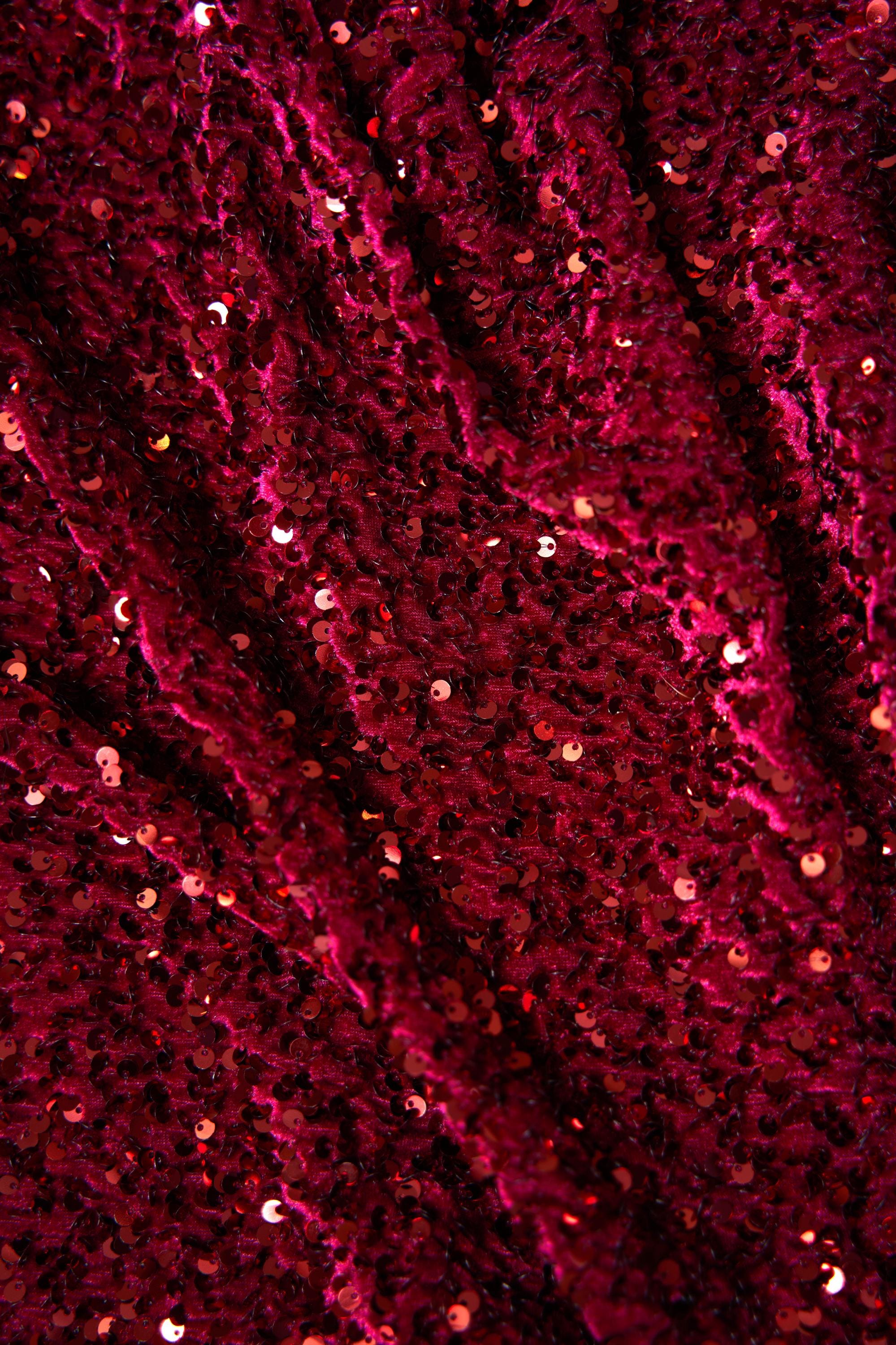 Wine Velvet Sequins Fabric, Shiny Velvet Fabric by the Yard, Luxury Wedding Fabric, Modern Designer Fabric, Fashion Fabric