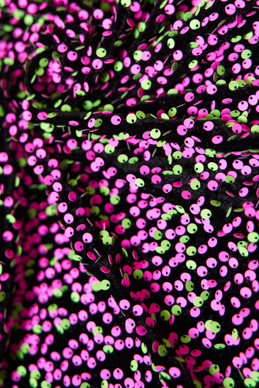 Neon Velvet Fabric, Velvet Sequin Fabric, Stretch Velvet by the Yard, Luxury Fabrics for Dresses, Fashion Fabric