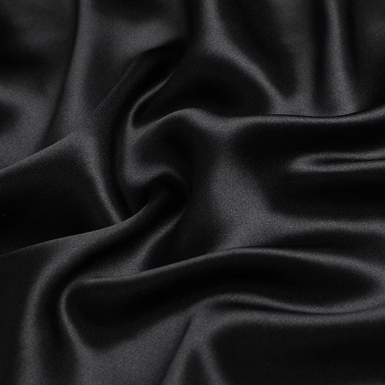 Black Satin Fabric, Luxury Satin Fabric, Fabric by The Yard, Black Shiny Fabric, Silk Fabric By the Yard, Fabric for Dress