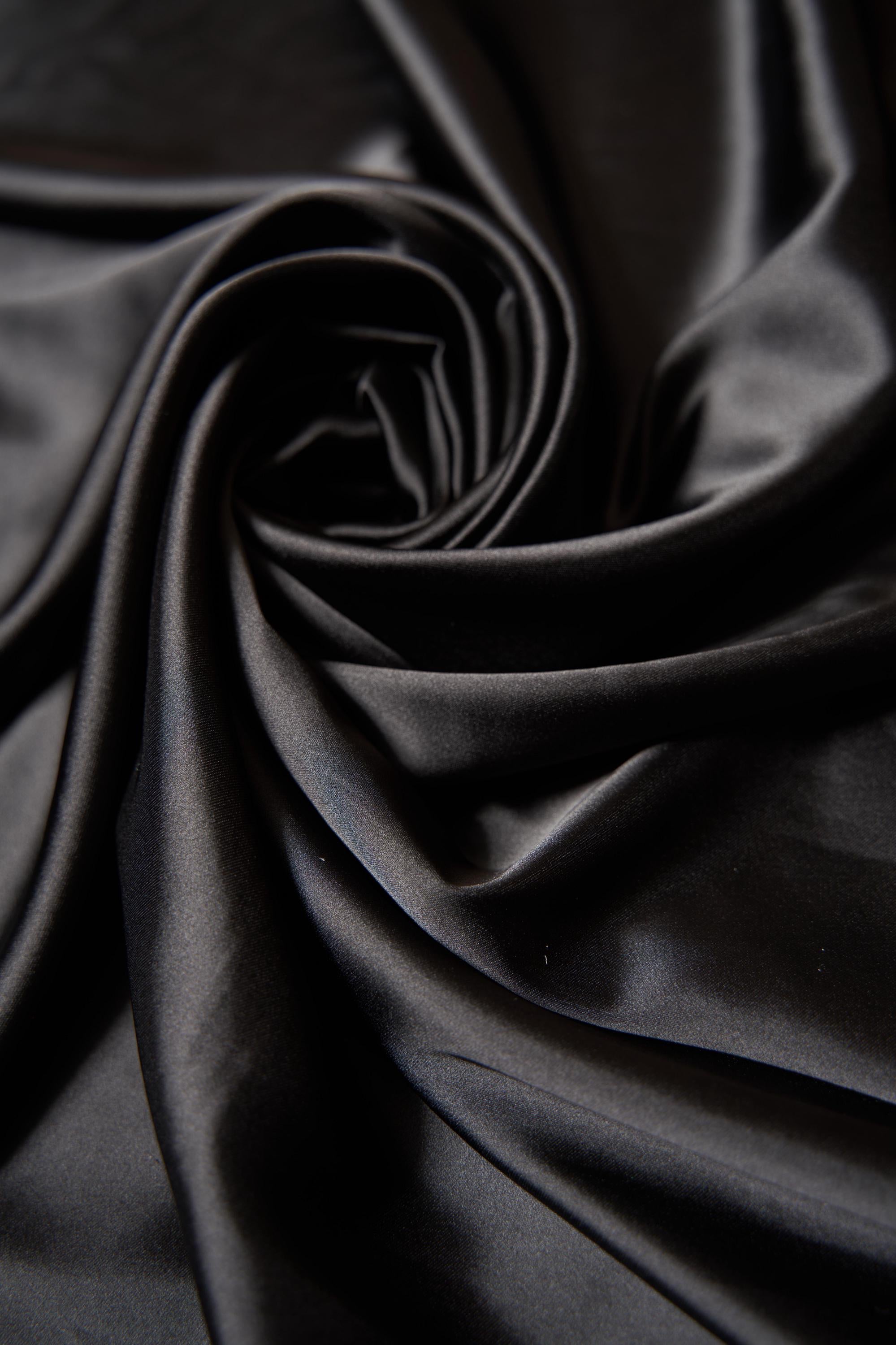 Black Satin Fabric, Luxury Satin Fabric, Fabric by The Yard, Black Shiny Fabric, Silk Fabric By the Yard, Fabric for Dress