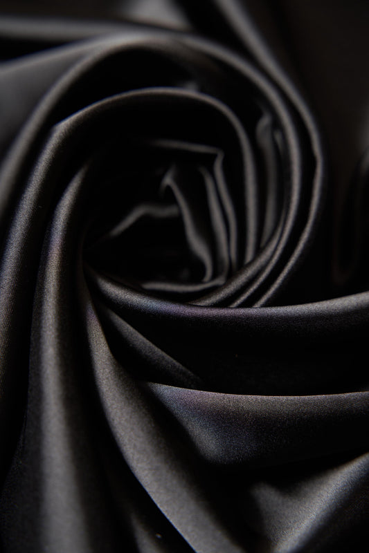 Black Satin Fabric, Luxury Satin Fabric, Fabric by The Yard, Black Shiny Fabric, Silk Fabric By the Yard, Fabric for Dress