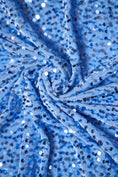 Load image into Gallery viewer, Baby Blue Velvet Sequin Fabric, Stretch Velvet Fabric by the Yard, Fashion Fabric, Luxury 2 Way Stretch Velvet Festival Fabric
