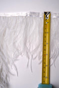 Load image into Gallery viewer, White Ostrich Feather Trim, Fringe with Satin Ribbon, Feather Trimming By The Yard, Ostrich Hair Trim, Feather Decoration
