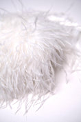 Load image into Gallery viewer, White Ostrich Feather Trim, Fringe with Satin Ribbon, Feather Trimming By The Yard, Ostrich Hair Trim, Feather Decoration

