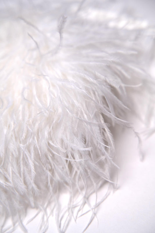 White Ostrich Feather Trim, Fringe with Satin Ribbon, Feather Trimming By The Yard, Ostrich Hair Trim, Feather Decoration