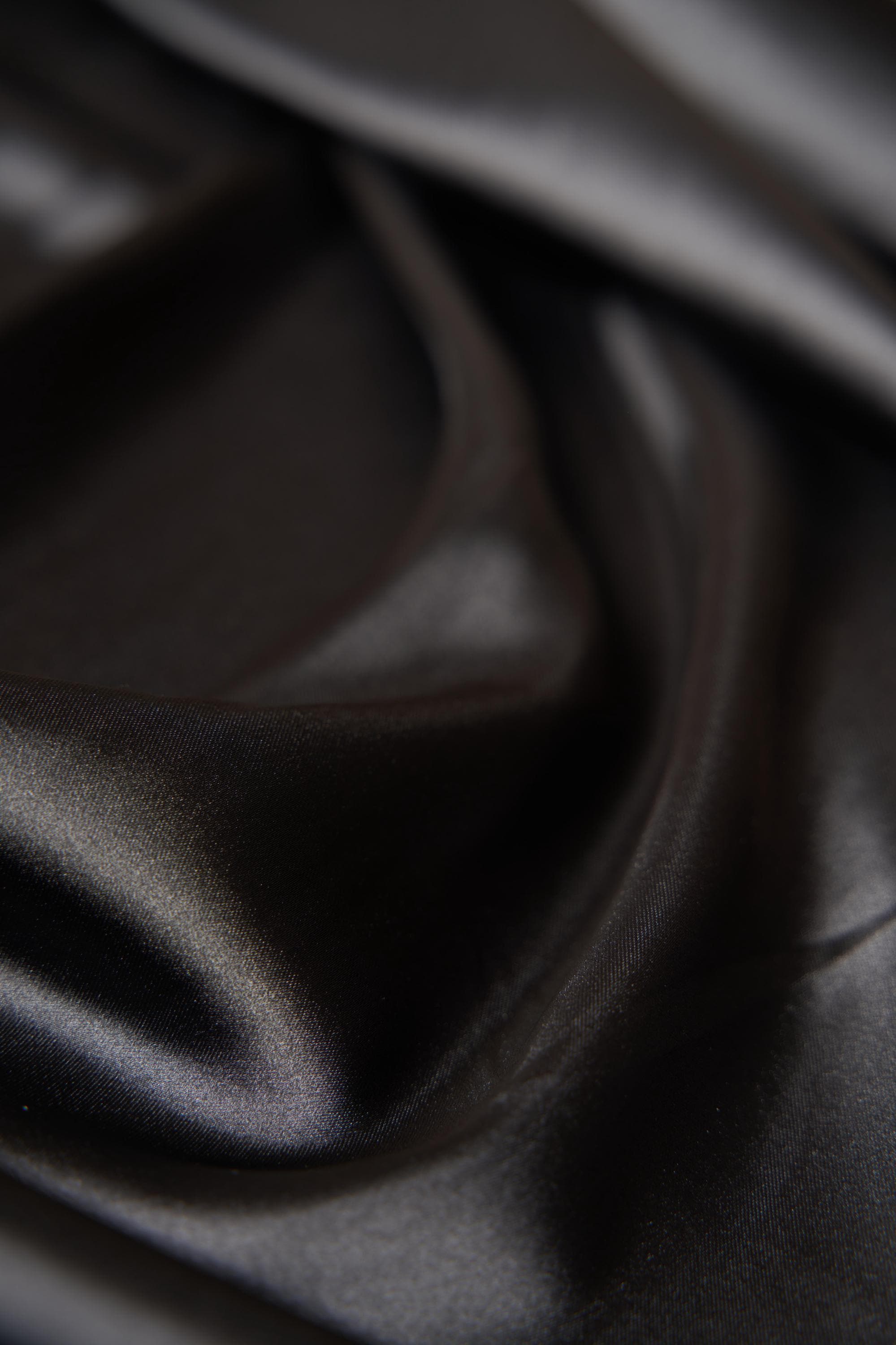 Black Satin Fabric, Luxury Satin Fabric, Fabric by The Yard, Black Shiny Fabric, Silk Fabric By the Yard, Fabric for Dress