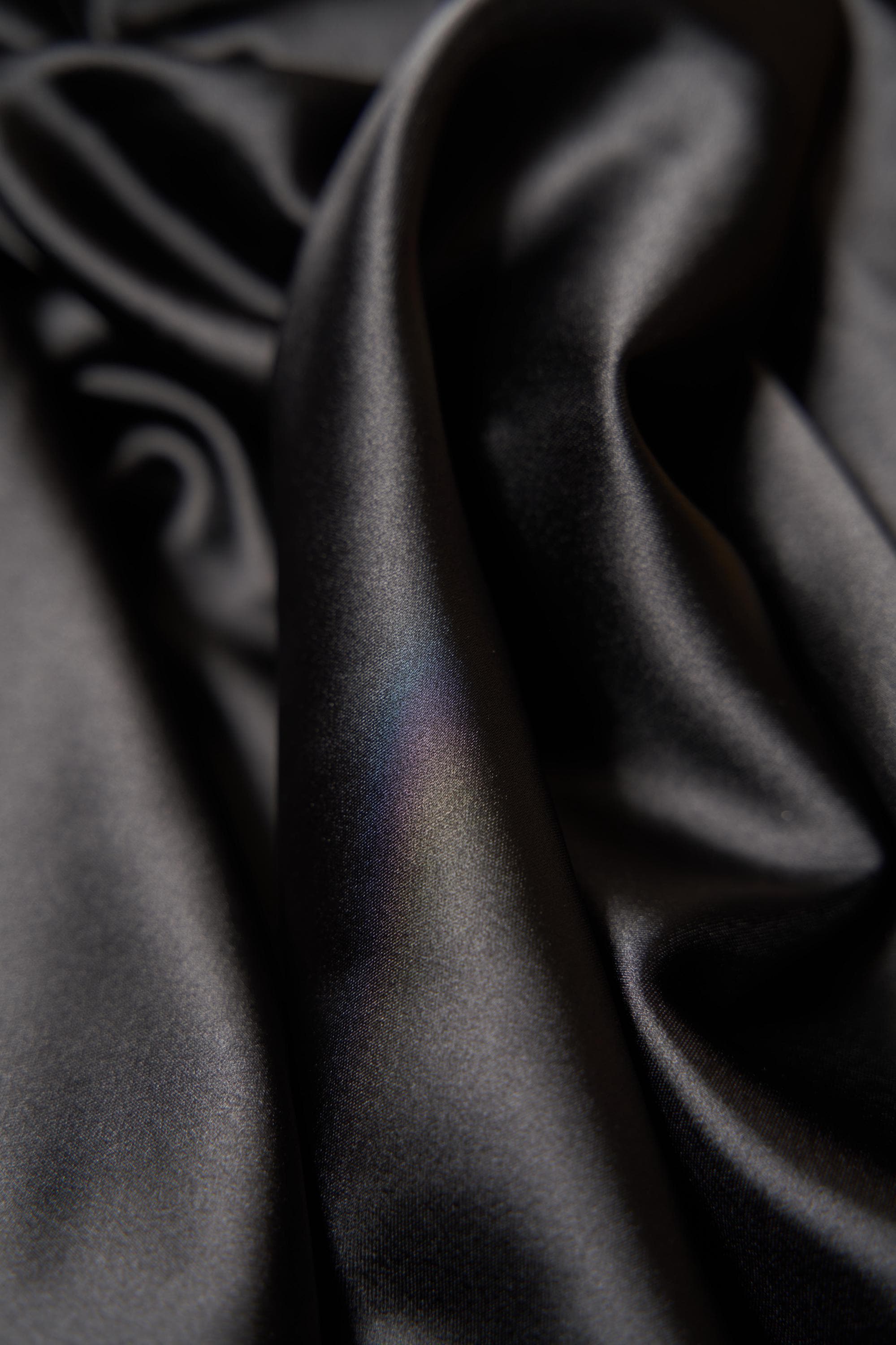 Black Satin Fabric, Luxury Satin Fabric, Fabric by The Yard, Black Shiny Fabric, Silk Fabric By the Yard, Fabric for Dress