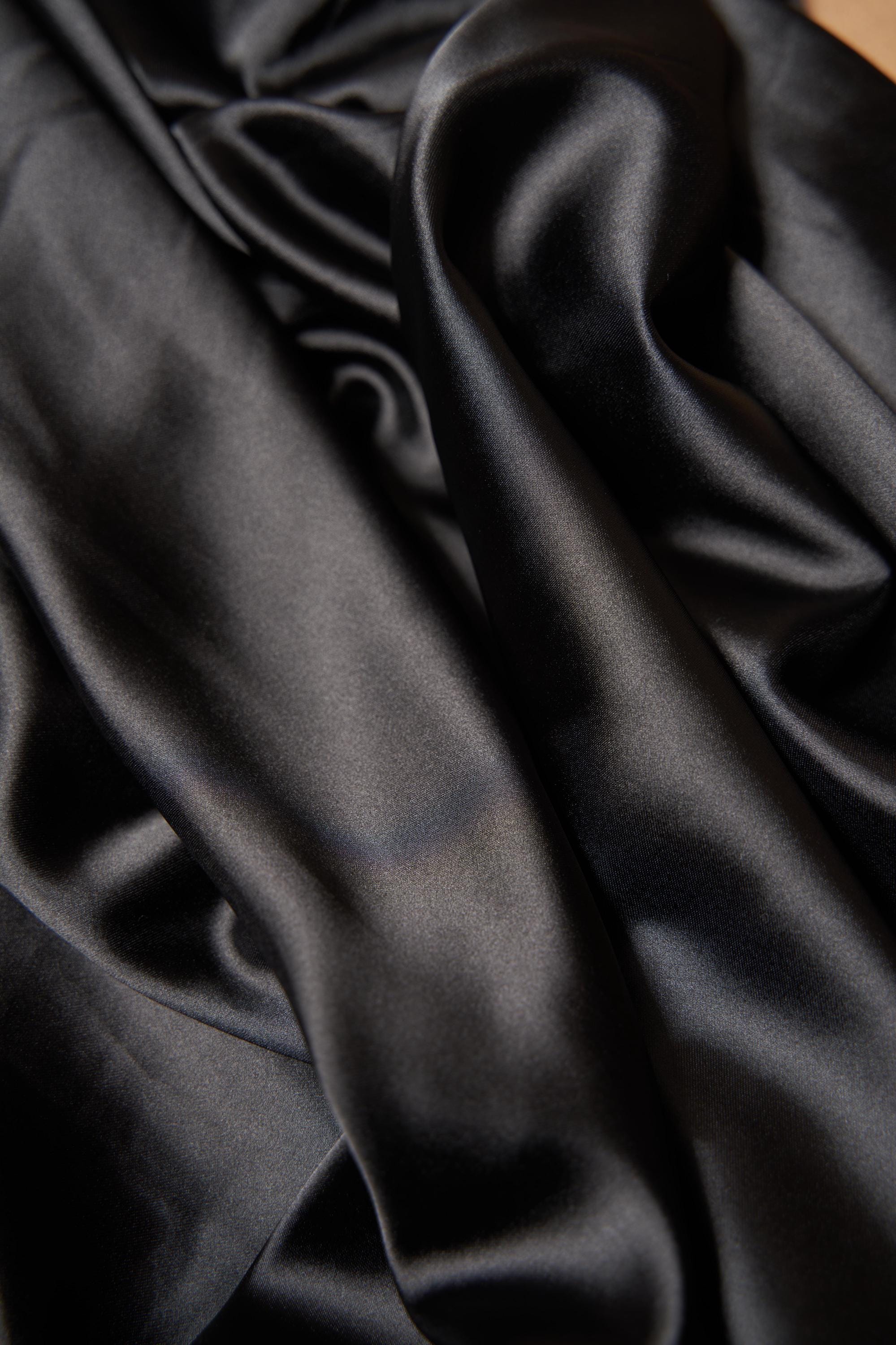 Black Satin Fabric, Luxury Satin Fabric, Fabric by The Yard, Black Shiny Fabric, Silk Fabric By the Yard, Fabric for Dress