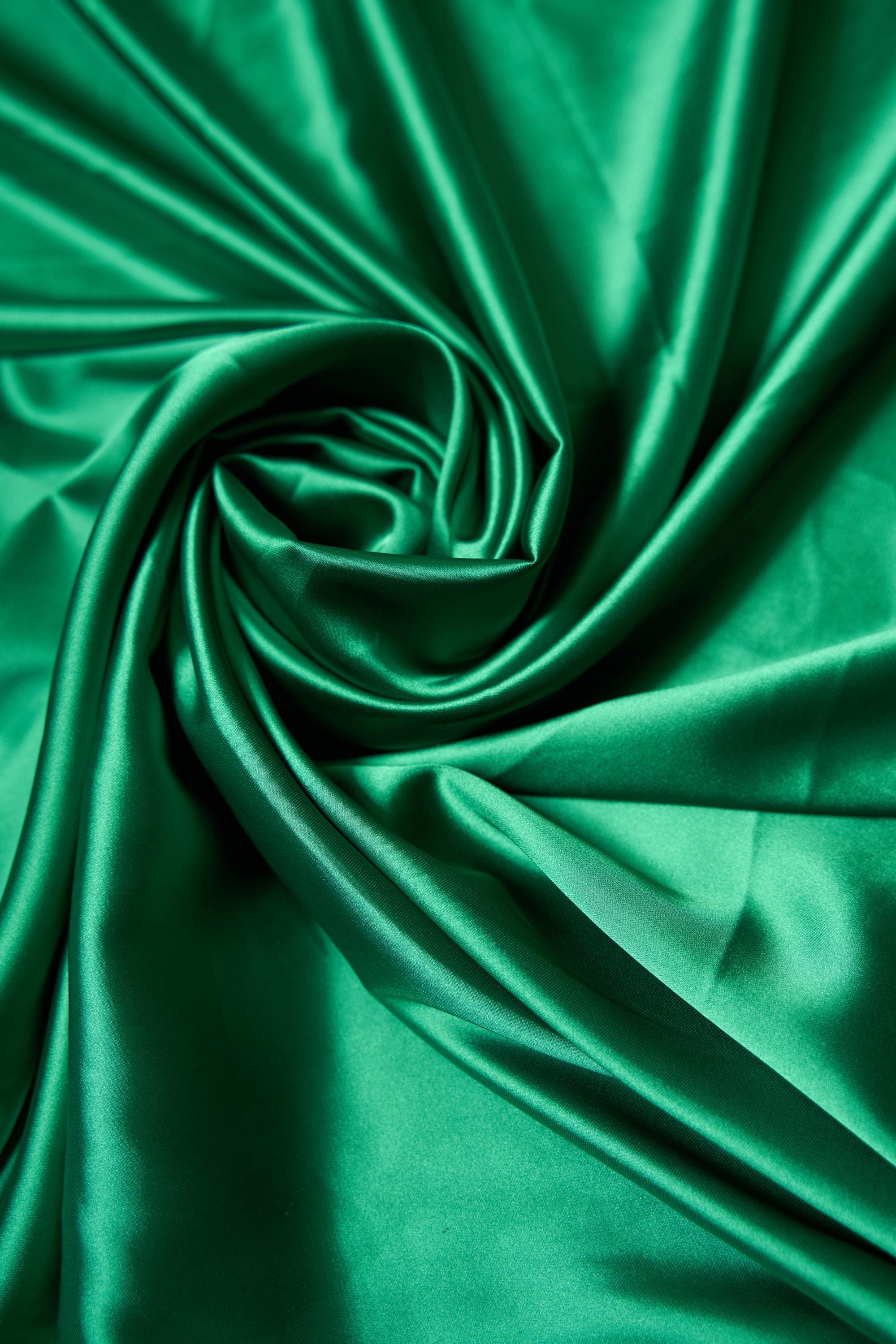 Kelly Green Fabric, Fabric by the Yard, Luxury Satin Fabric, Kelly Green Silk Fabric, Stretch Shiny Fabric, Fabric for Dress