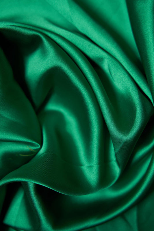 Kelly Green Fabric, Fabric by the Yard, Luxury Satin Fabric, Kelly Green Silk Fabric, Stretch Shiny Fabric, Fabric for Dress