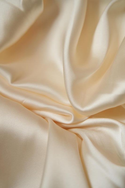 Oat Silk Fabric, Luxury Satin Fabric, Shiny Stretch Fabric by the Yard, Lightweight Sewing Fabric, Fabric for Dress