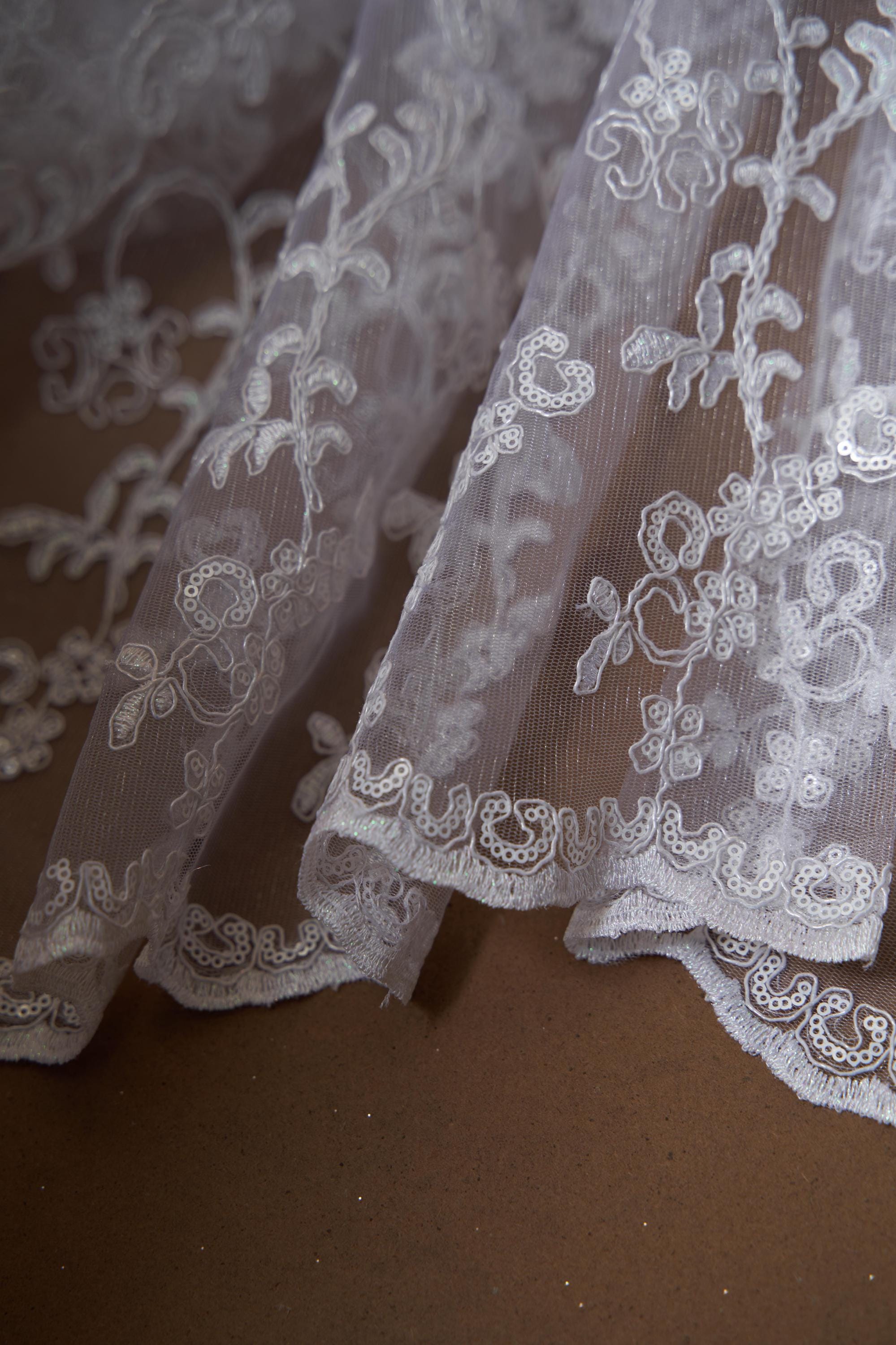 Floral Embroidery Lace Fabric, Luxurious Bridal Lace Fabric, Fashion Fabric by the Yard, Bridal Gown Lace, Elegant Evening Dress